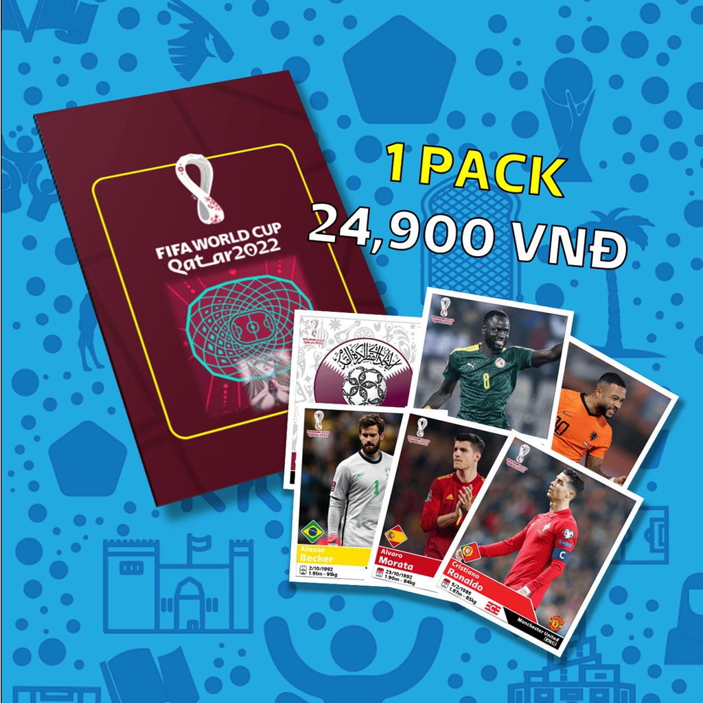 Gói thẻ sticker hình dán cầu thủ WC 2022 từ Kisara