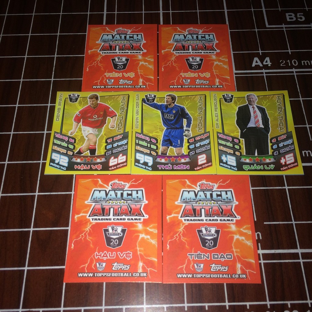 Trọn bộ 24 thẻ cầu thủ bóng đá Huyền thoại câu lạc bộ Manchester United kích thước thẻ Poca