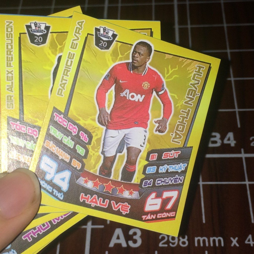 Trọn bộ 24 thẻ cầu thủ bóng đá Huyền thoại câu lạc bộ Manchester United kích thước thẻ Poca