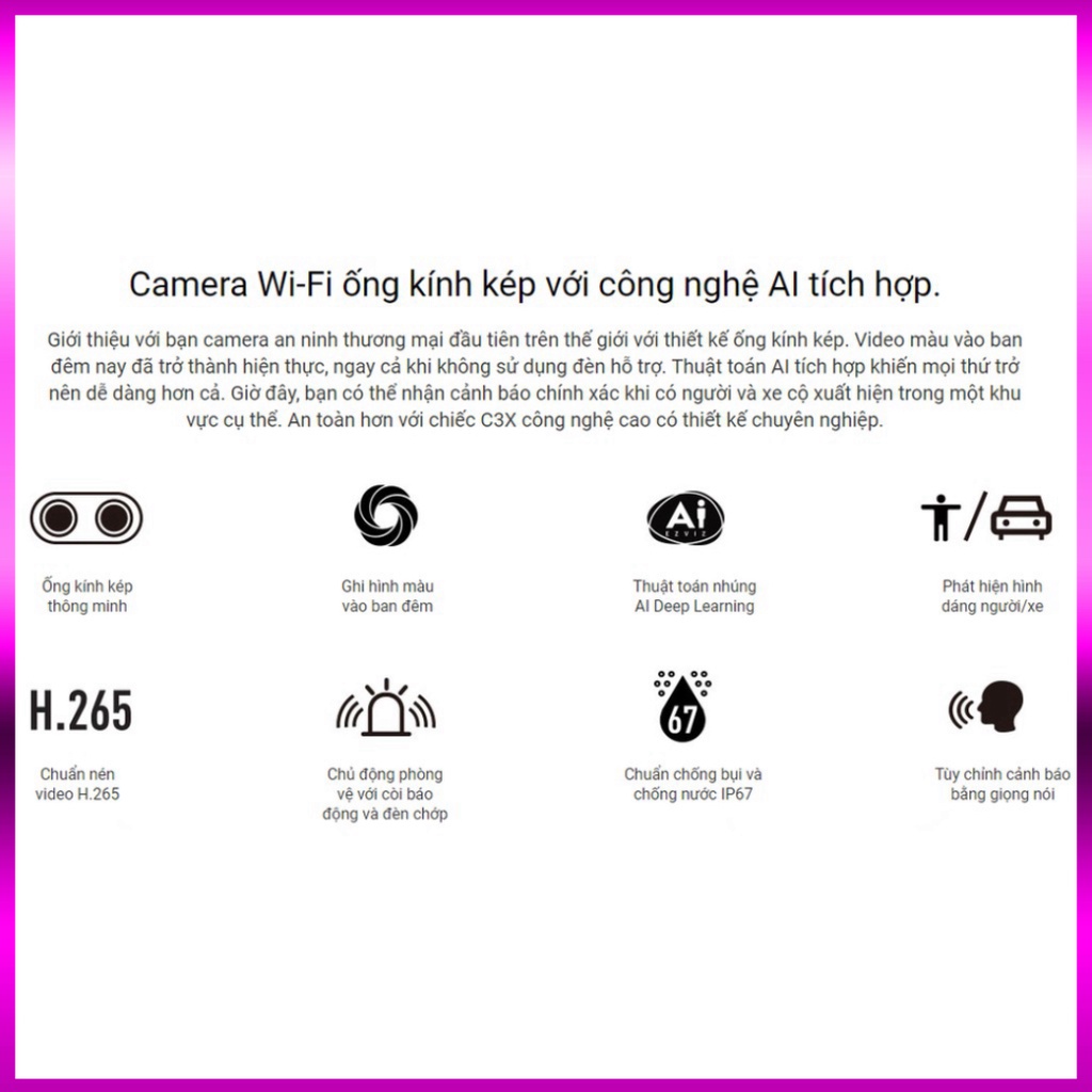 Camera WIFI Ngoài Trời Thông Minh EZVIZ C3X C3N MÀU BAN ĐÊM 2MP 1080P FullHD C3TN C3W C3WN HIKVISION CHÍNH HÃNG 24TH