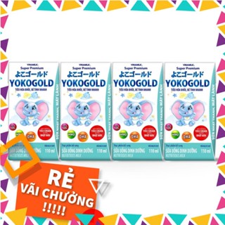 LỐC 4 hộp sữa bột pha sẵn Vinamilk Yoko 110 ml, vị nhạt thanh, hỗ trợ hệ tiêu hóa khỏe mạnh, tăng khả năng hấp thu