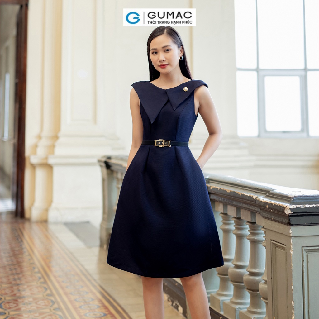 Đầm cổ đắp lệch thời trang GUMAC DD07033