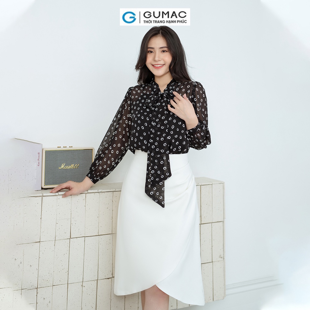 Áo họa tiết thắt nơ GUMAC AD08018