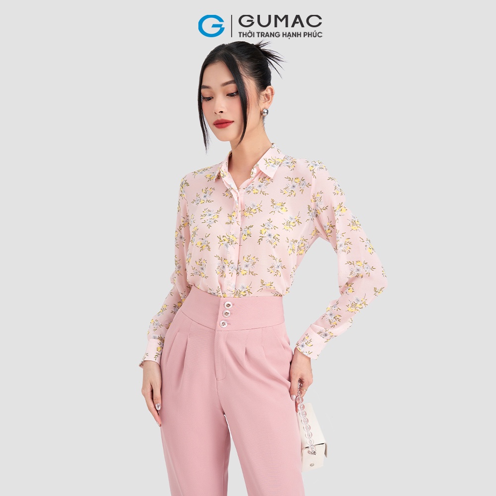 Áo sơ mi nữ họa tiết hoa GUMAC AD03025