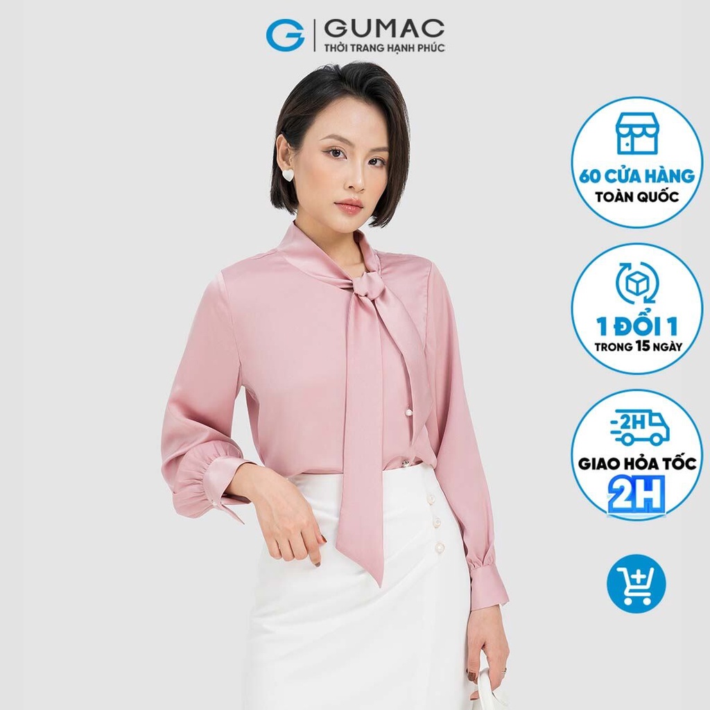 Áo kiểu phối nơ GUMAC AD04061