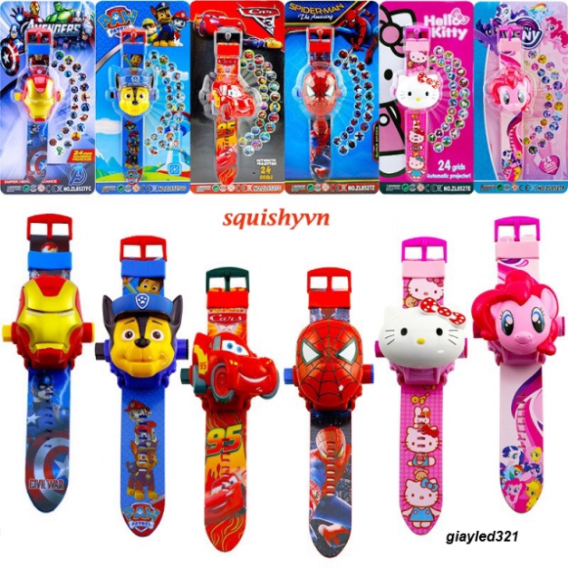 Đồng hồ chiếu hình 3D điện tử đeo tay hình hero hoạt hình