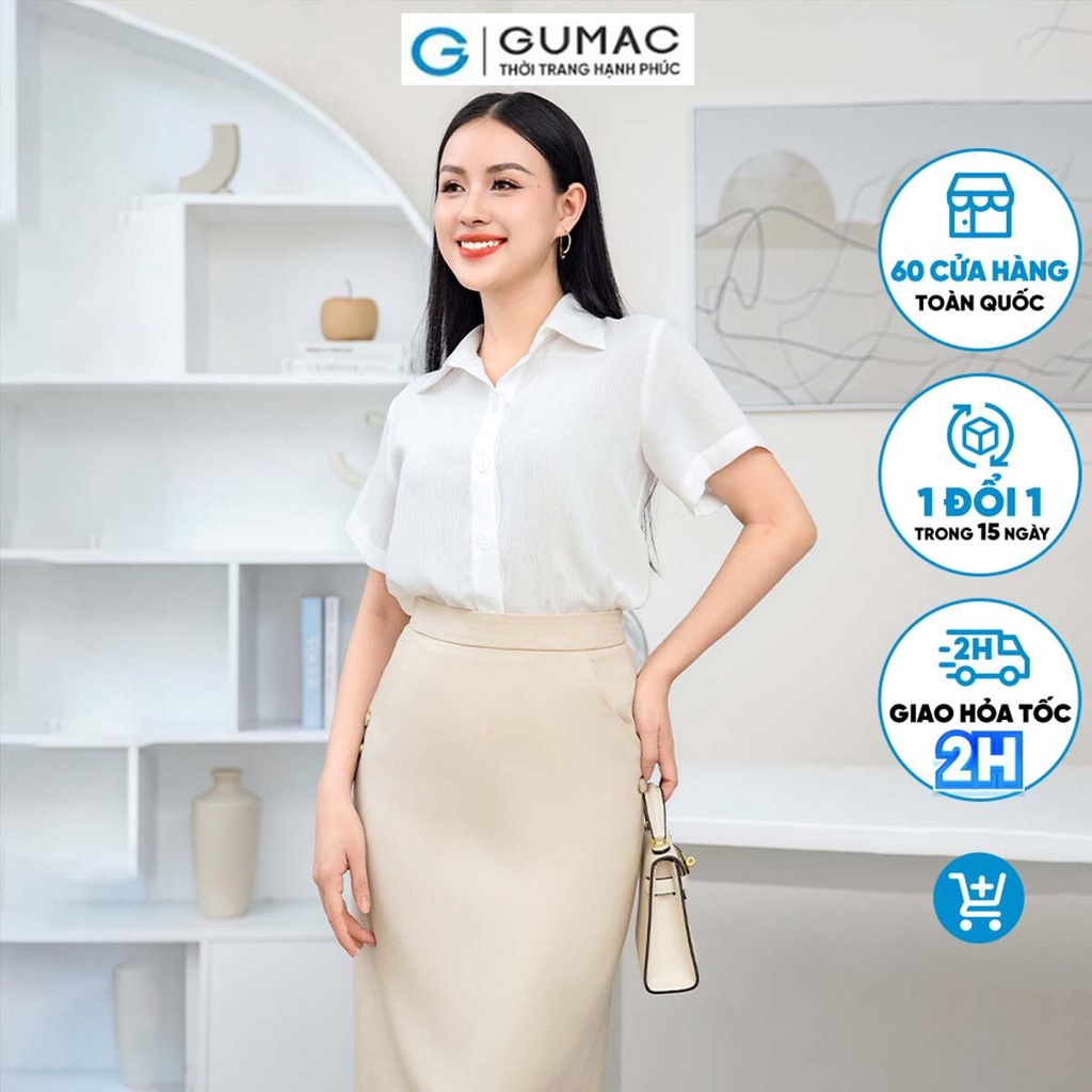 Áo sơ mi trắng tay ngắn cơ bản GUMAC AD11060