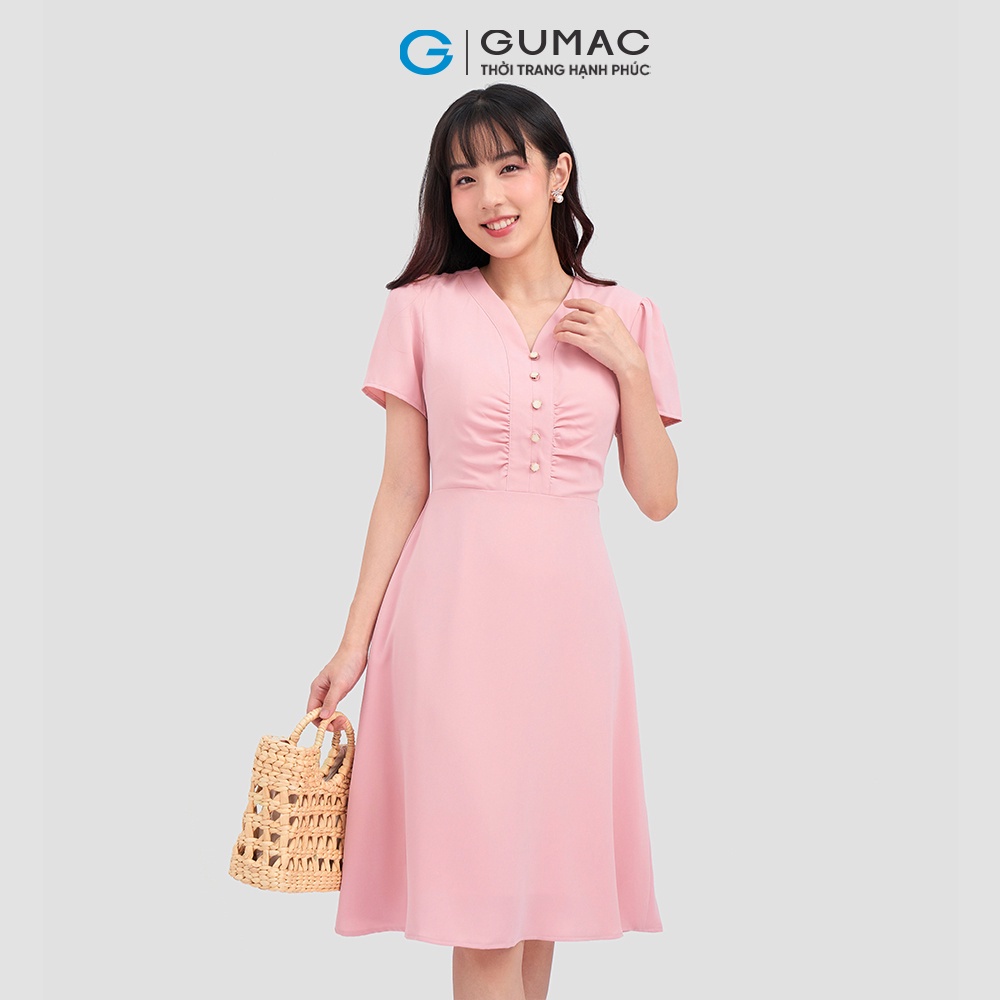 Đầm A nẹp nhún thời trang GUMAC DC12076