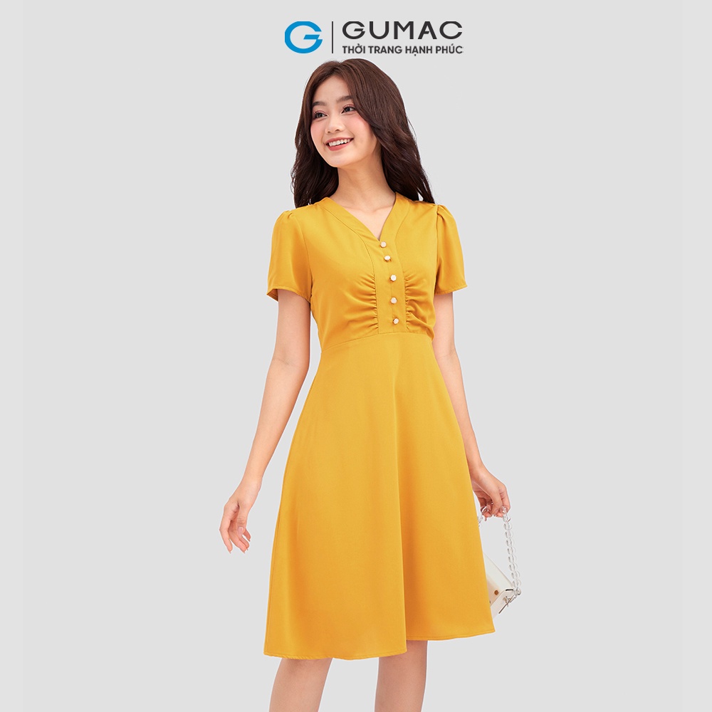 Đầm A nẹp nhún thời trang GUMAC DC12076