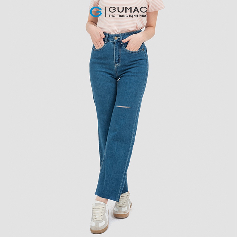 Quần jeans wash rách QJC07021 thời trang GUMAC