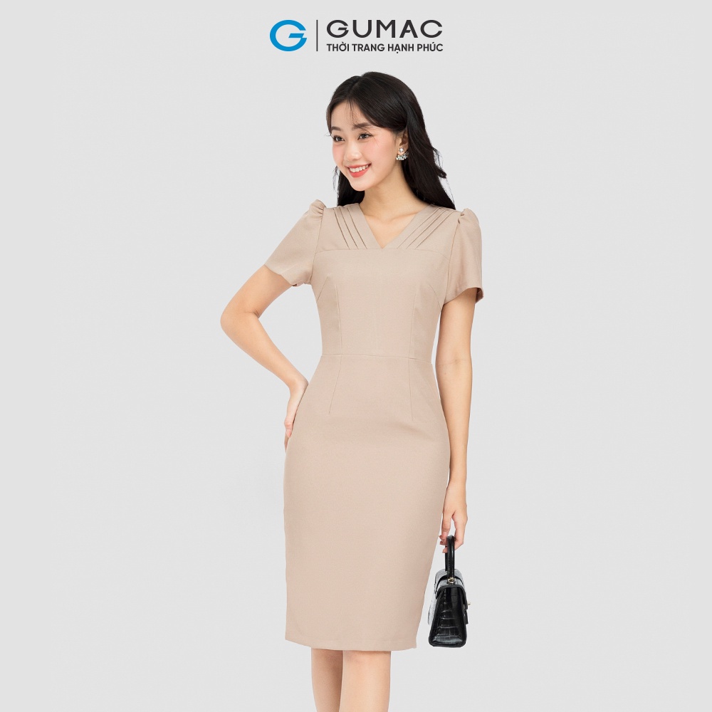 Đầm cổ xếp ly thời trang GUMAC DC09058