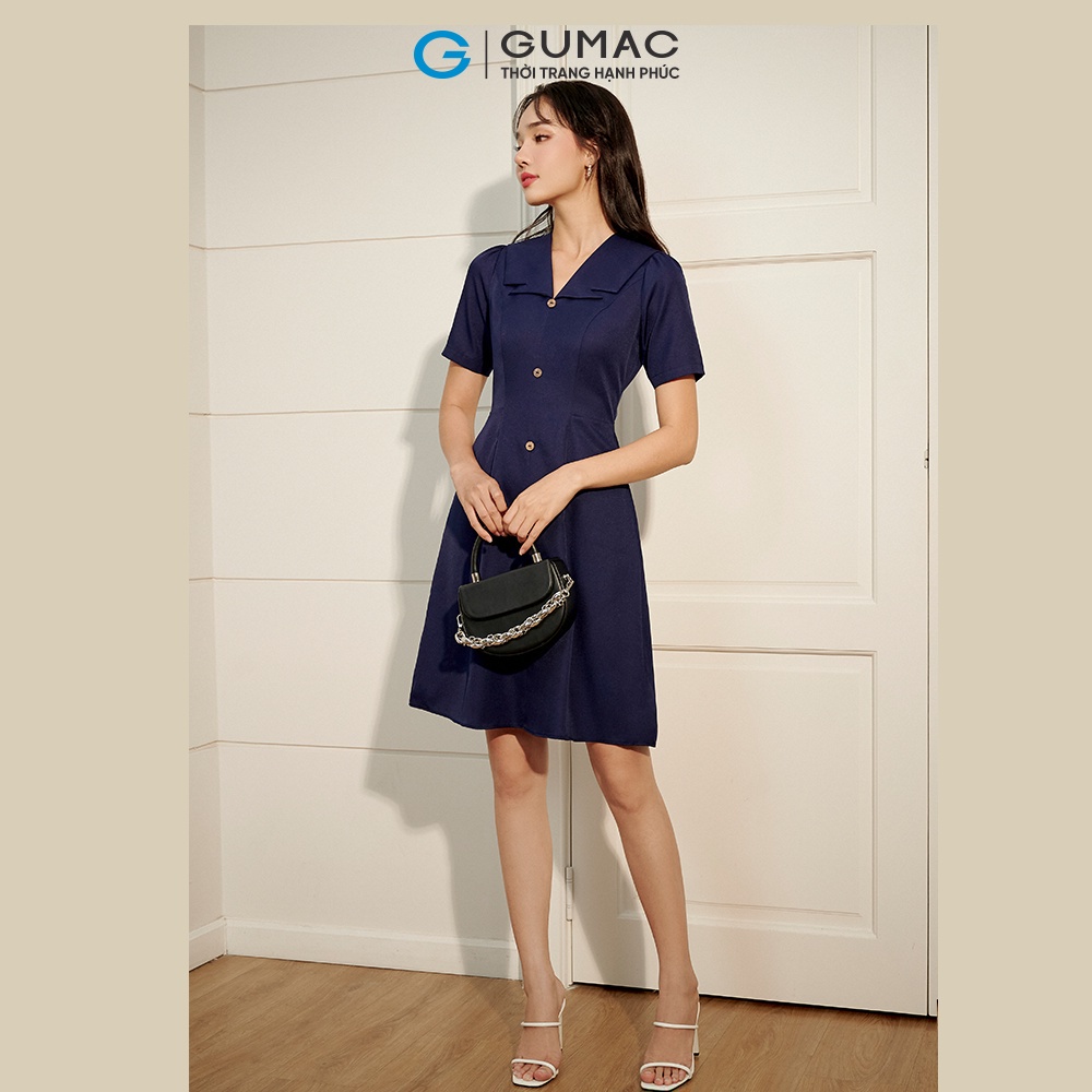 Đầm nữ thời trang GUMAC nhiều màu dáng chữ A phối túi kiểu DC07055