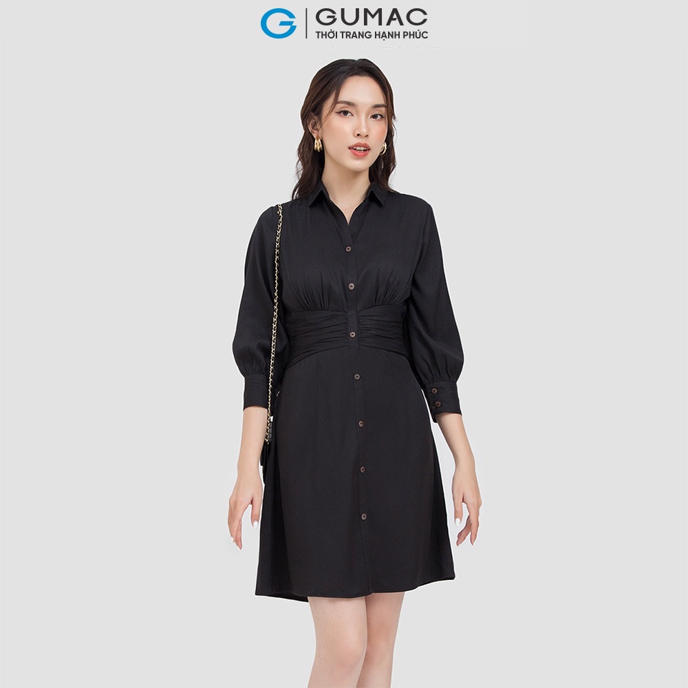 Đầm sơ mi nhún eo DC06011 thời trang GUMAC