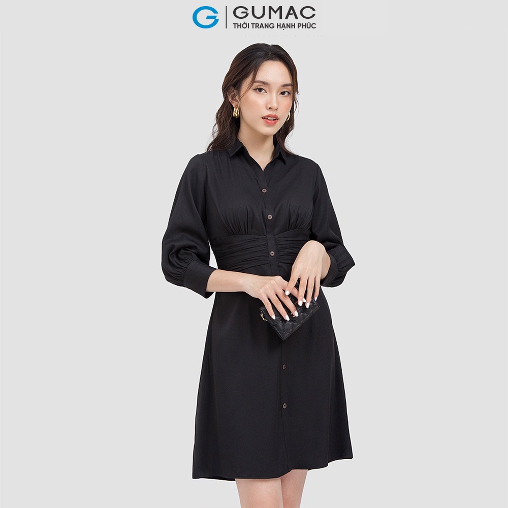 Đầm sơ mi nhún eo DC06011 thời trang GUMAC