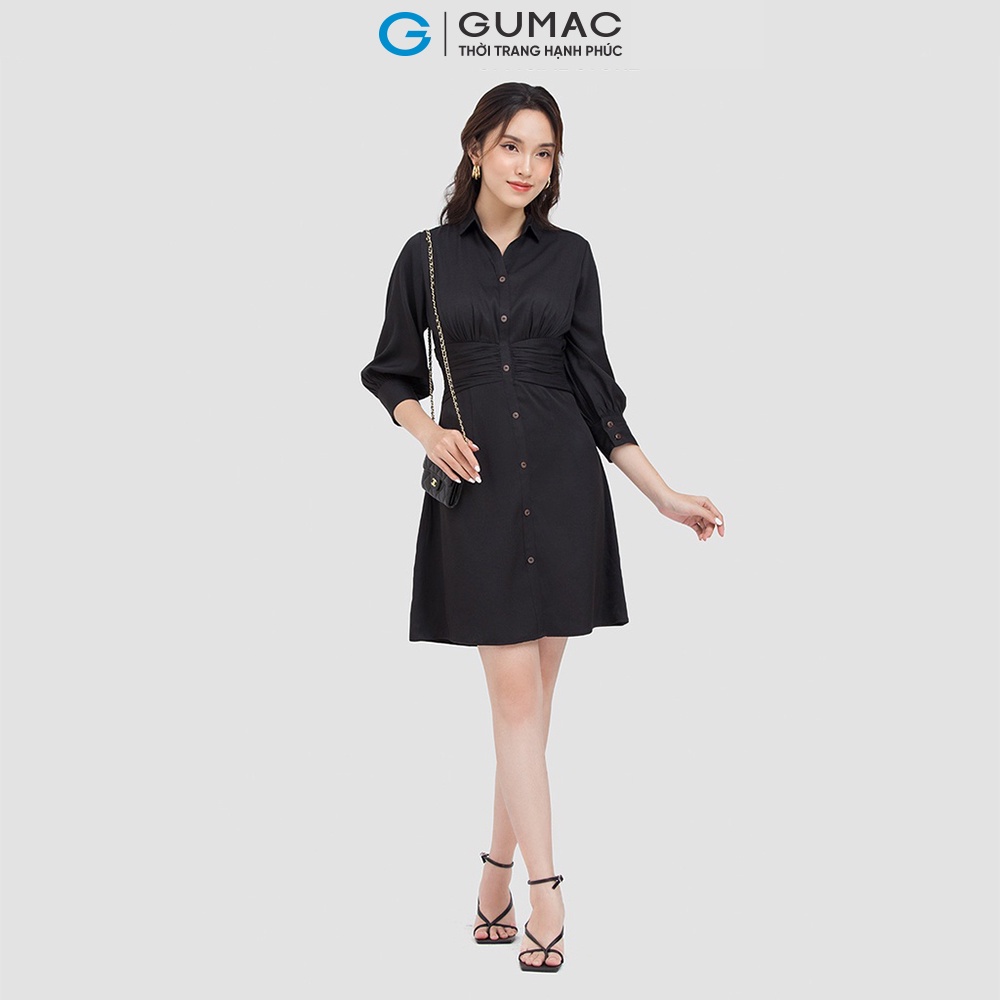 Đầm sơ mi nhún eo DC06011 thời trang GUMAC