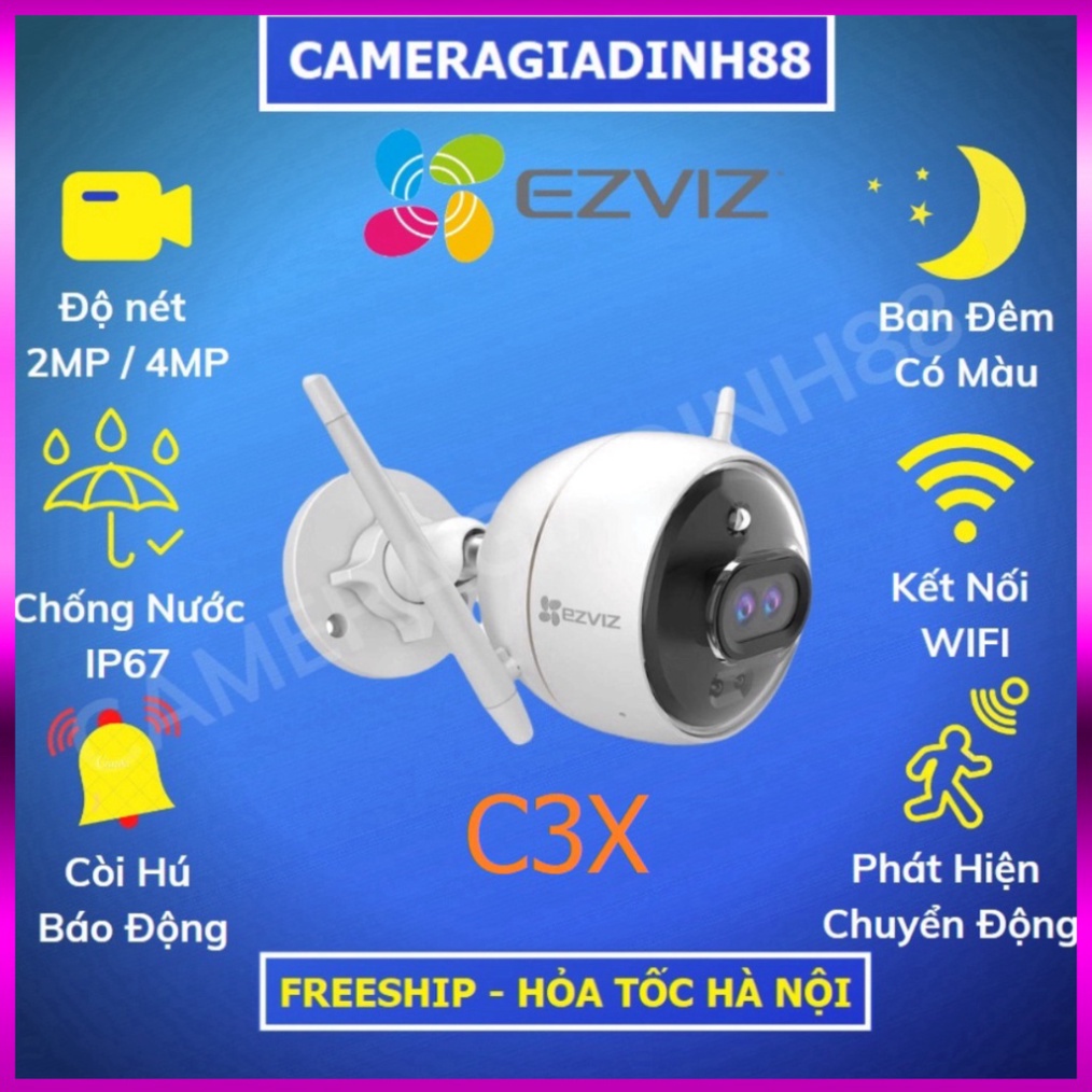 Camera WIFI Ngoài Trời Thông Minh EZVIZ C3X C3N MÀU BAN ĐÊM 2MP 1080P FullHD C3TN C3W C3WN HIKVISION CHÍNH HÃNG 24TH - s