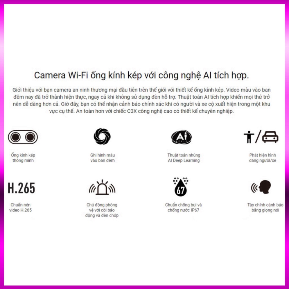 Camera WIFI Ngoài Trời Thông Minh EZVIZ C3X C3N MÀU BAN ĐÊM 2MP 1080P FullHD C3TN C3W C3WN HIKVISION CHÍNH HÃNG 24TH - s