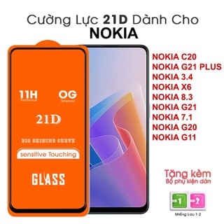 Kính cường lực 21D Full màn NOKIA C20/Nokia G21 Plus/Nokia 3.4/Nokiax6/Nokia 8.3/Nokia G21/Nokia 7.1/Nokia G20/NOKIA G11