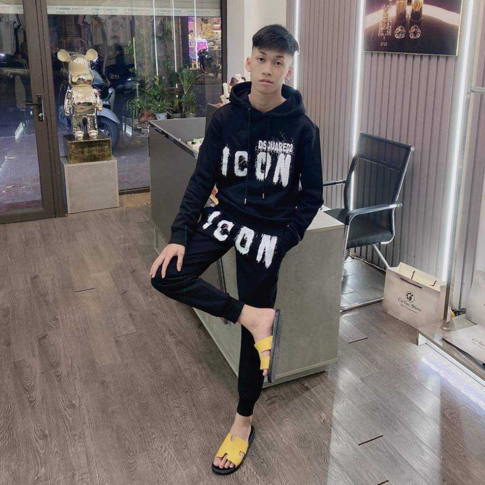 Bộ thể thao, Set thời trang thu đông mũ chùm Dsquared2 icon vẩy sơn -Hoodie Icon phong cách cháy phố 2023