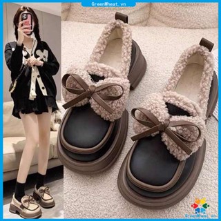 Giày Lười Da Lót Lông Cừu Đế Dày Chống Trượt Thời Trang Thu Đông 2023 Cho Nữ
