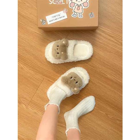 Dép Nữ Phối Lông Thời Trang Thu Đông 2023 Dễ Thương