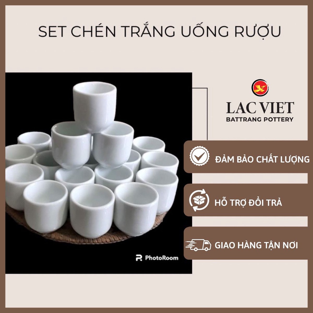 Set chén men trắng uống rượu giá rẻ Bát Tràng