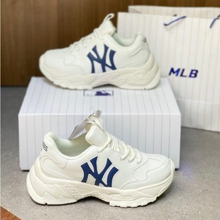 Giày sneaker mlb chunky ny đen than, giày thể thao yankees chữ ny nam nữ da đế độn 2 lớp cao cấp full size