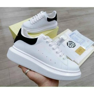Giày thể thao sneaker MC queen độn đế trắng gót đen Giày alexander mcqueen nam, nữ gót đen bản chuẩn 11.