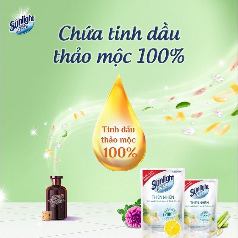 HKM Nước lau sàn Sunlight Thiên Nhiên Chiết Xuất Chanh và Tinh Dầu Sả túi 700g