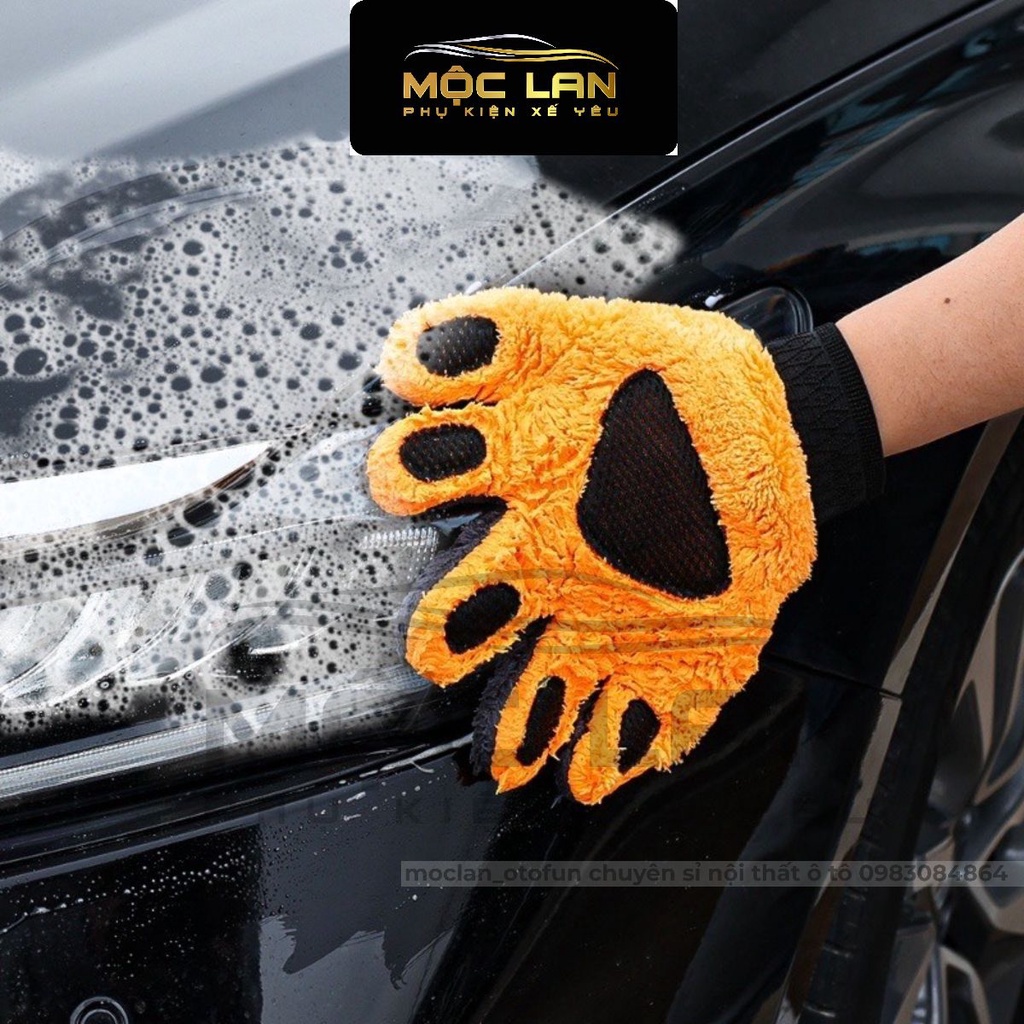 Găng Tay Lông Cừu Rửa Xe Ô TÔ Chất Liệu Vải San Hô Lông Cừu Cao Cấp Thấm Hút Vượt Trội