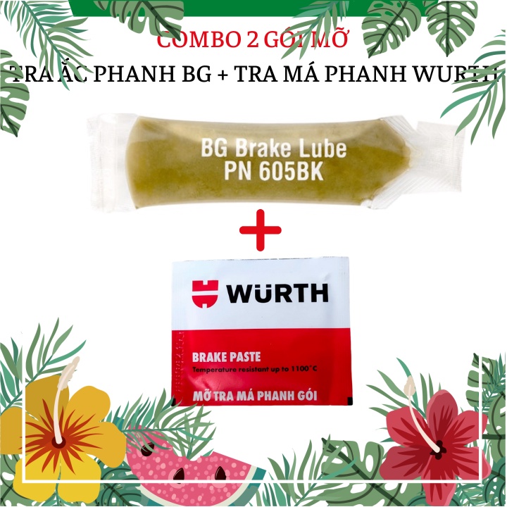 COMBO 2 GÓI MỠ TRA ẮC CHỐT PHANH BG 605BK VÀ MÁ PHANH WURTH BRAKE PASTE 5.5G