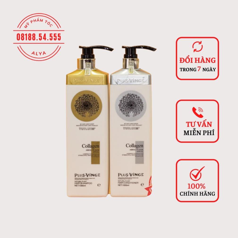 Vinge Plus - Cặp Dầu Gội Xả Collagen Vinge Plus |Kích Thích Mọc Tóc, Phục Hồi Tóc Hư Tổn