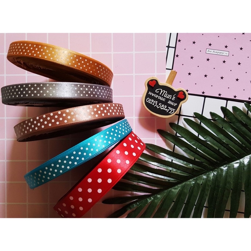 Ruy băng chấm bi cao cấp 1 mặt