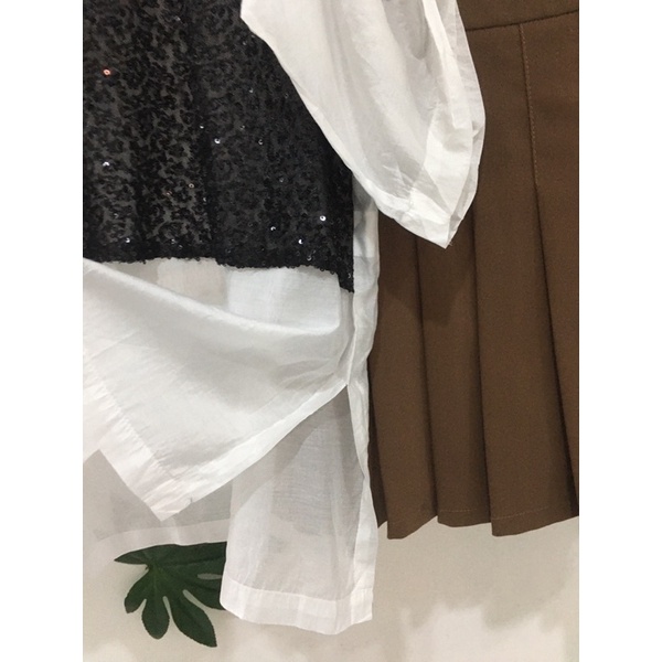 Áo kiểu mix gile kim sa độc lạ siêu xinh