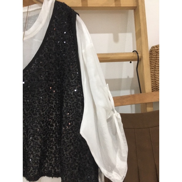 Áo kiểu mix gile kim sa độc lạ siêu xinh