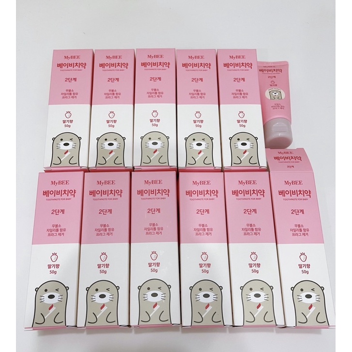 Kem đánh răng MYBEE Hàn quốc 50g cho bé từ 2 tuổi, không chứa flour, nuốt được, an toàn cho bé