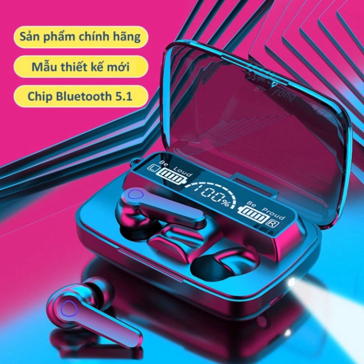 Tai Nghe Bluetooth M19 Không Dây Chip Bluetooth 5.1 Cảm Ứng, Chống Nước IPX5 ,tích hợp Sạc Dự Phòng HOT HOT
