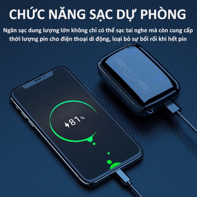 Tai Nghe Bluetooth M19 Không Dây Chip Bluetooth 5.1 Cảm Ứng, Chống Nước IPX5 ,tích hợp Sạc Dự Phòng HOT HOT