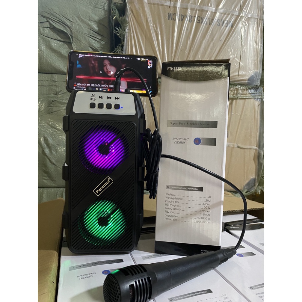 Loa Karaoke Cỡ Nhỏ Có đèn led PTH-2322 âm thanh chuẩn speaker, Bass Hay, Trầm Ấm Echo chuyên nghiệp HOT