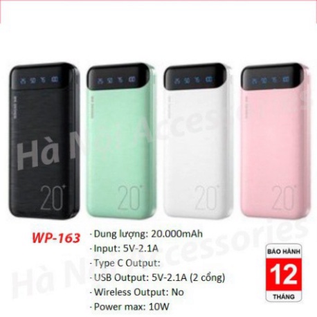 Sạc Dự Phòng Chính Hãng WK - WP163 20000Mah đủ dung lượng HOT