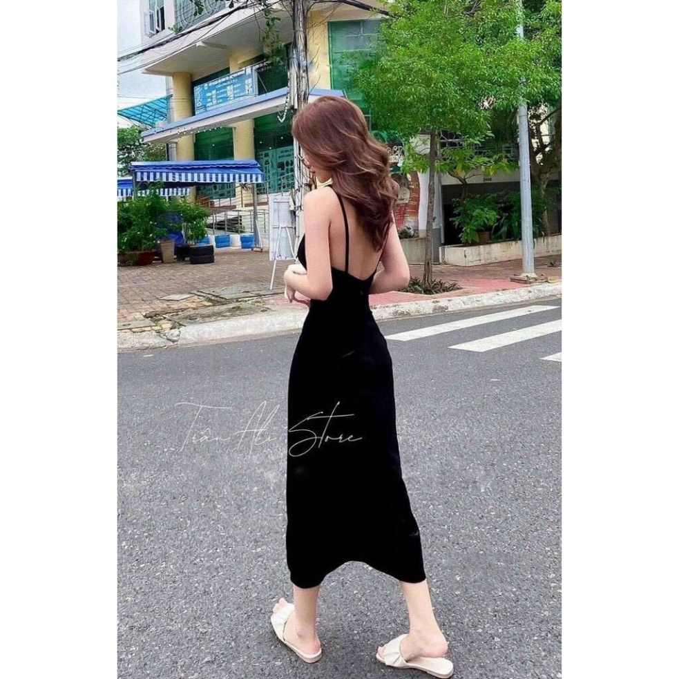 Đầm Nhung Nữ Hai Dây Hở Lưng CG010 QBN