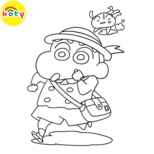 Bộ 35 tranh tô màu Shin Cậu Bé Bút Chì, giấy tô màu hoạt hình dành cho trẻ em