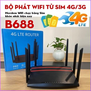 Bộ phát wifi từ sim 4g lte b688 có 1 cổng wan/ 4 cổng lan, 6 ăngten siêu khỏe...