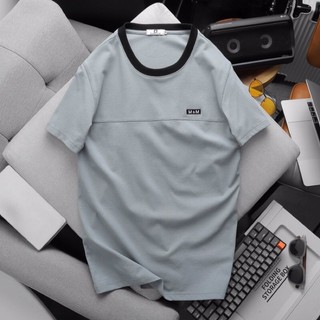 Áo thun nam cổ tròn m&m viền logo thêu sắc nét astd207