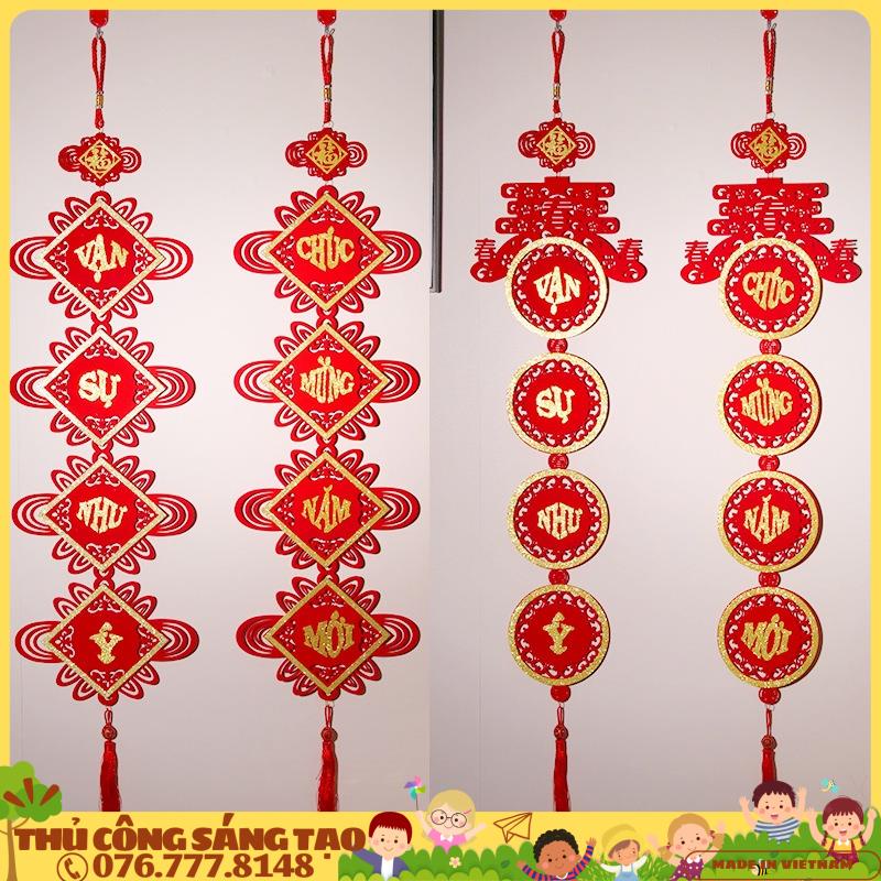 Dây treo nhung đỏ trang trí tết dây treo câu đối tết liễu treo tết dài 1m1 tết 2024