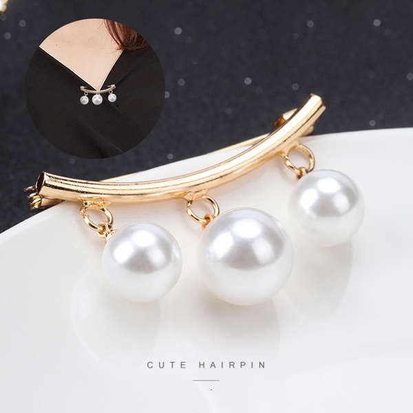 Ghim Cài Áo Hình Nơ Đính Ngọc Trai Chống Chói Dành Cho Nữ