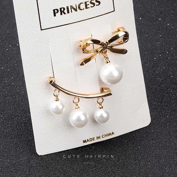 Ghim Cài Áo Hình Nơ Đính Ngọc Trai Chống Chói Dành Cho Nữ