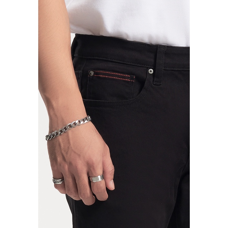 Quần Jeans Nam Dáng Suông Màu Đen Phối Chỉ Đỏ. Red Thread Black Straight Jeans - 222MD4083B2090