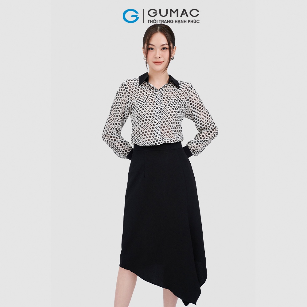 Chân váy midi tà lệch GUMAC LV0913