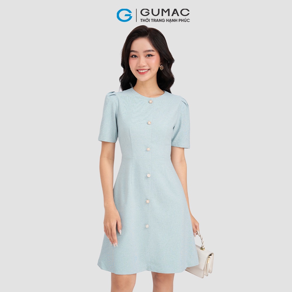 Đầm nữ basic phối ngọc dáng xòe GUMAC DD03032